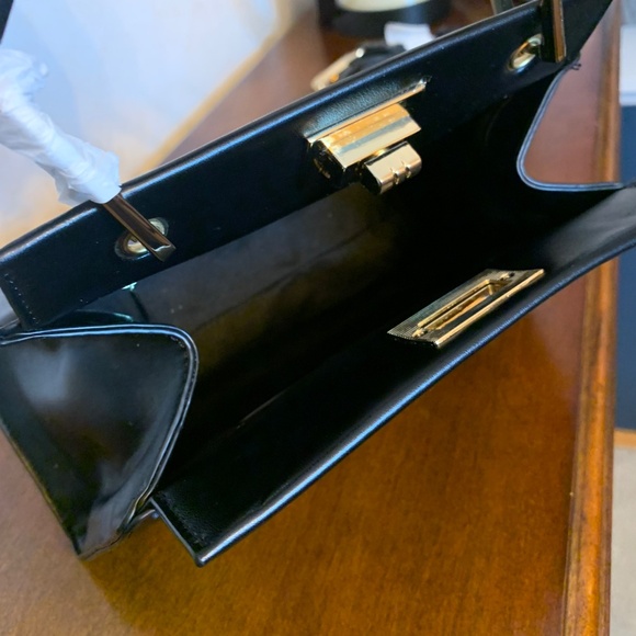 NY&C Black Handbag With Gold-Toned Hardware and Flowers Accent - Picture 6 of 12